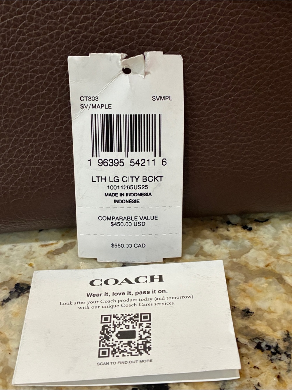 Coach Maple Pebbled Leather Large City Bucket Crossbody/Shoulder Bag - Picture 4 of 13